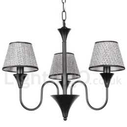Designer Touch Decorative 3 Light Rustic Modern Contemporary Retro Black Candle Style Chandelier