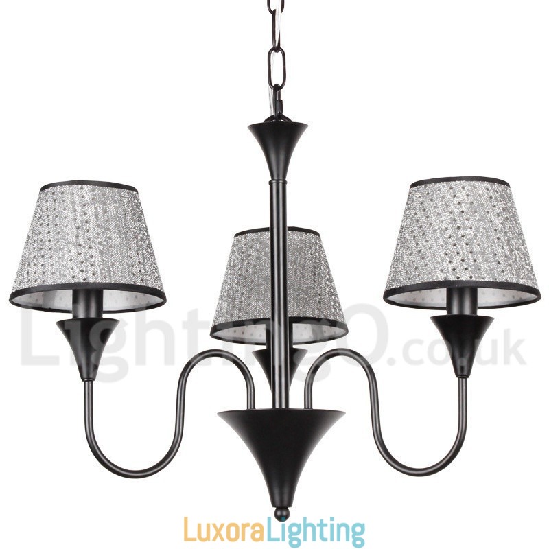 Designer Touch Decorative 3 Light Rustic Modern Contemporary Retro Black Candle Style Chandelier