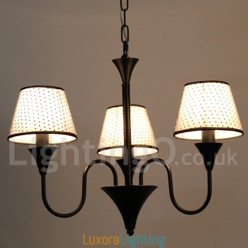 Designer Touch Decorative 3 Light Rustic Modern Contemporary Retro Black Candle Style Chandelier