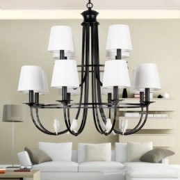 Designer Touch Decorative 12 Light Retro Black Mediterranean Style Rustic Contemporary Candle Style Chandelier