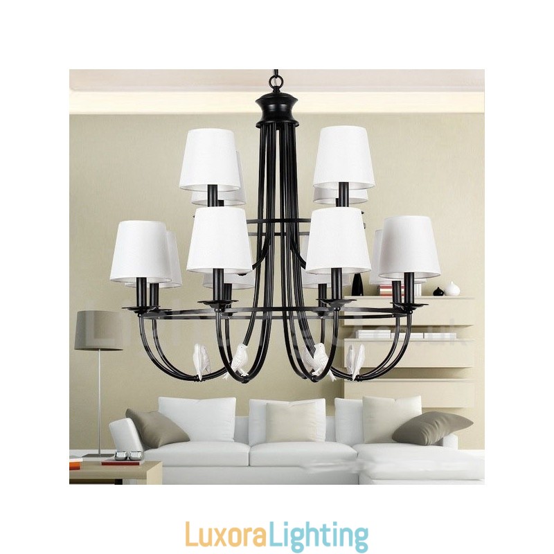 Designer Touch Decorative 12 Light Retro Black Mediterranean Style Rustic Contemporary Candle Style Chandelier