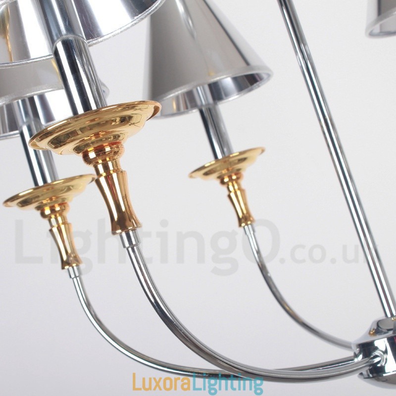 Designer Touch Decorative 6 Light Modern Contemporary Chrome Candle Style Chandelier