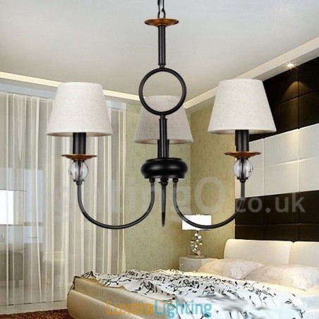 Designer Touch Decorative 3 Light Rustic Retro Black Mediterranean Style Contemporary Candle Style Chandelier