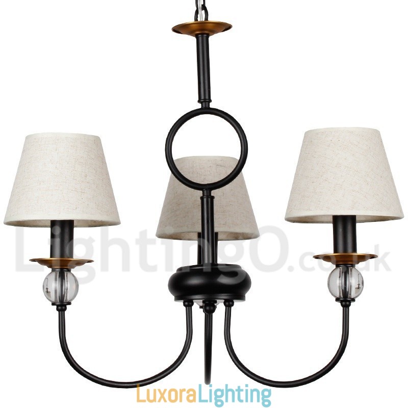Designer Touch Decorative 3 Light Rustic Retro Black Mediterranean Style Contemporary Candle Style Chandelier
