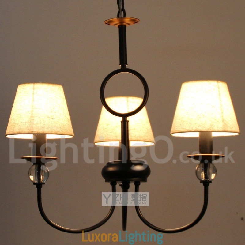 Designer Touch Decorative 3 Light Rustic Retro Black Mediterranean Style Contemporary Candle Style Chandelier