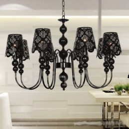 Designer Touch Decorative 8 Light Modern Contemporary Hollow Black Candle Style Chandelier