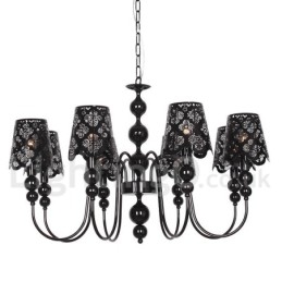 Designer Touch Decorative 8 Light Modern Contemporary Hollow Black Candle Style Chandelier