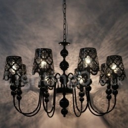 Designer Touch Decorative 8 Light Modern Contemporary Hollow Black Candle Style Chandelier