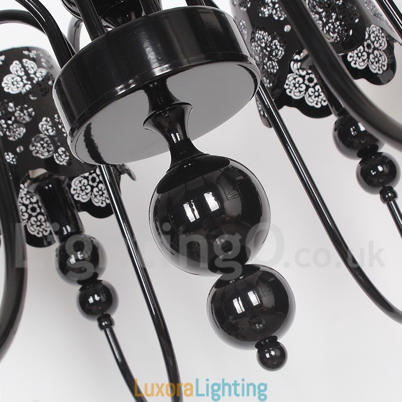 Designer Touch Decorative 8 Light Modern Contemporary Hollow Black Candle Style Chandelier