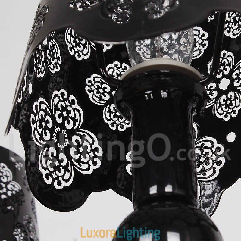 Designer Touch Decorative 8 Light Modern Contemporary Hollow Black Candle Style Chandelier