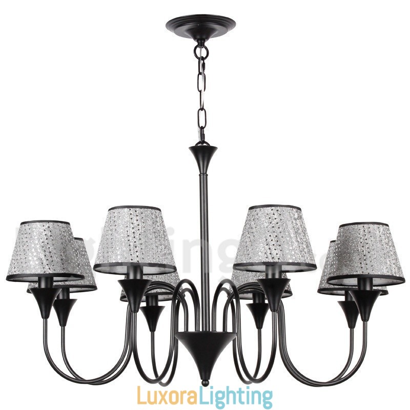 Designer Touch Decorative 8 Light Rustic Modern Contemporary Retro Black Candle Style Chandelier