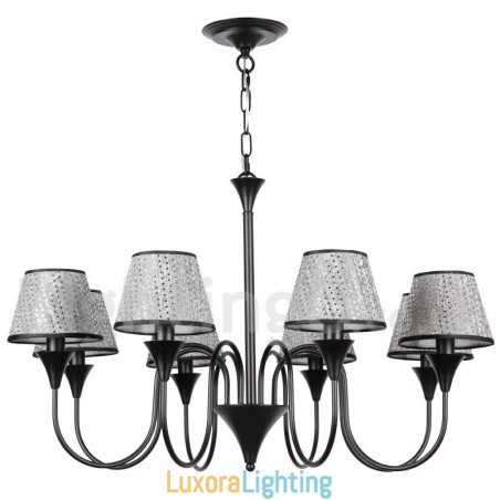 Designer Touch Decorative 8 Light Rustic Modern Contemporary Retro Black Candle Style Chandelier