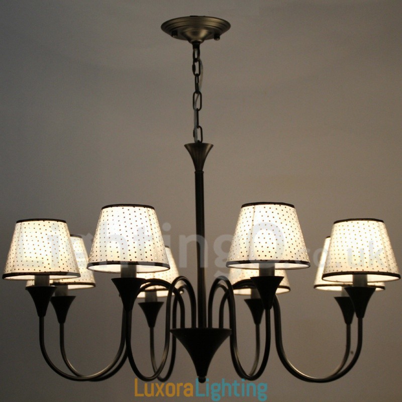 Designer Touch Decorative 8 Light Rustic Modern Contemporary Retro Black Candle Style Chandelier