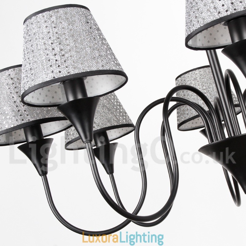 Designer Touch Decorative 8 Light Rustic Modern Contemporary Retro Black Candle Style Chandelier