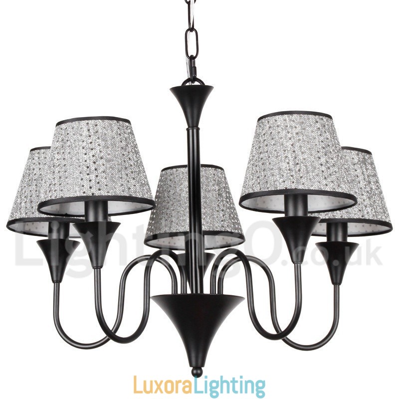 Designer Touch Decorative 5 Light Rustic Modern Contemporary Retro Black Candle Style Chandelier