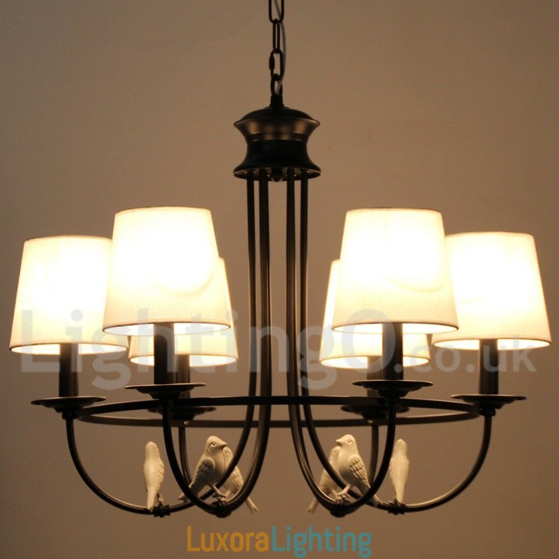 Designer Touch Decorative 6 Light Retro Black Mediterranean Style Rustic Contemporary Candle Style Chandelier