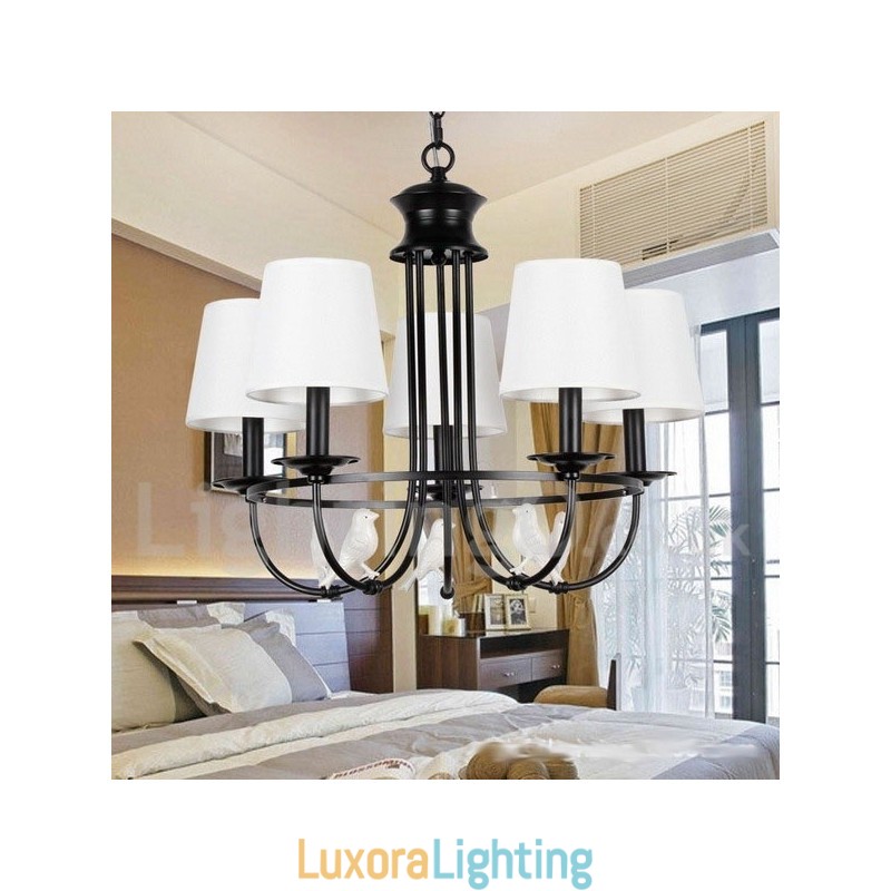 Designer Touch Decorative 5 Light Retro Black Mediterranean Style Rustic Contemporary Candle Style Chandelier