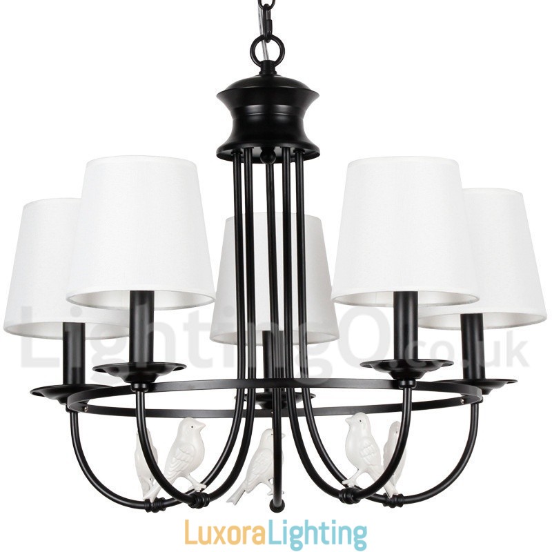 Designer Touch Decorative 5 Light Retro Black Mediterranean Style Rustic Contemporary Candle Style Chandelier