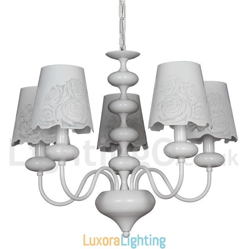 Designer Touch Decorative 5 Light Modern Contemporary Hollow White Candle Style Chandelier
