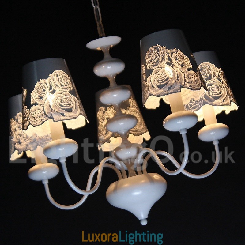 Designer Touch Decorative 5 Light Modern Contemporary Hollow White Candle Style Chandelier
