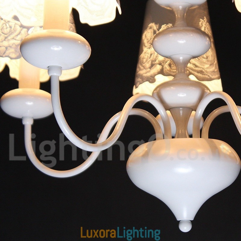 Designer Touch Decorative 5 Light Modern Contemporary Hollow White Candle Style Chandelier