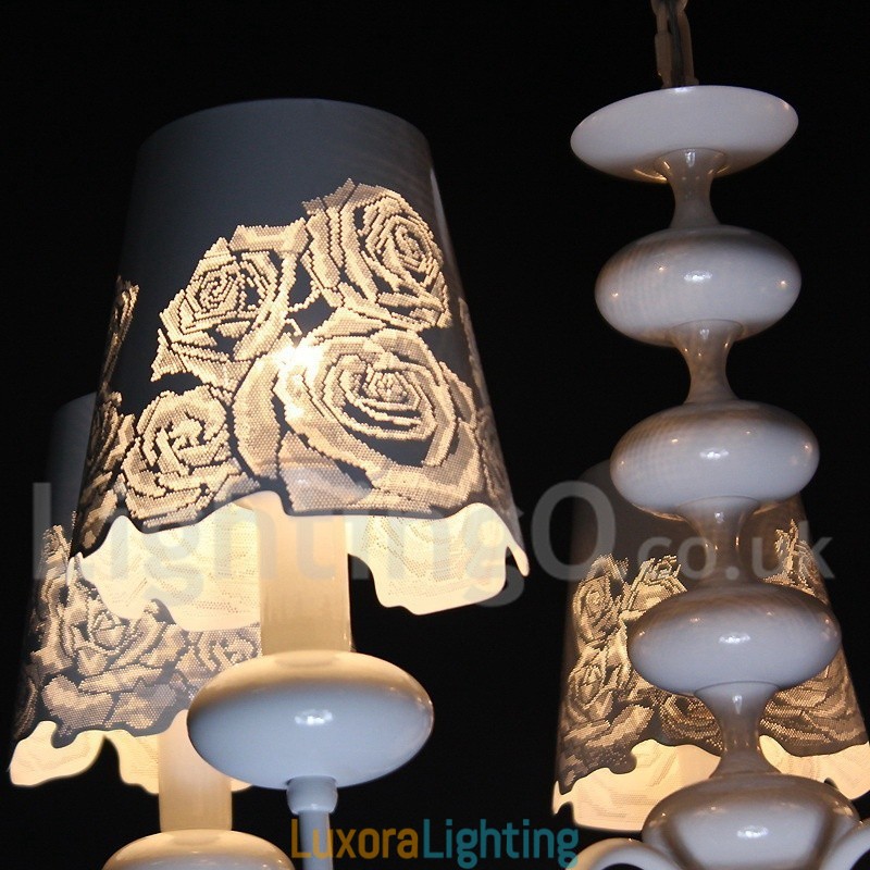 Designer Touch Decorative 5 Light Modern Contemporary Hollow White Candle Style Chandelier