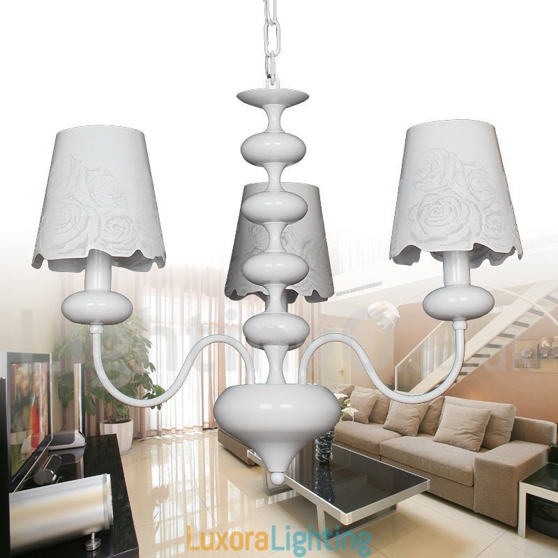 Designer Touch Decorative 3 Light Modern Contemporary Hollow White Candle Style Chandelier