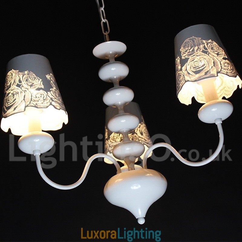 Designer Touch Decorative 3 Light Modern Contemporary Hollow White Candle Style Chandelier