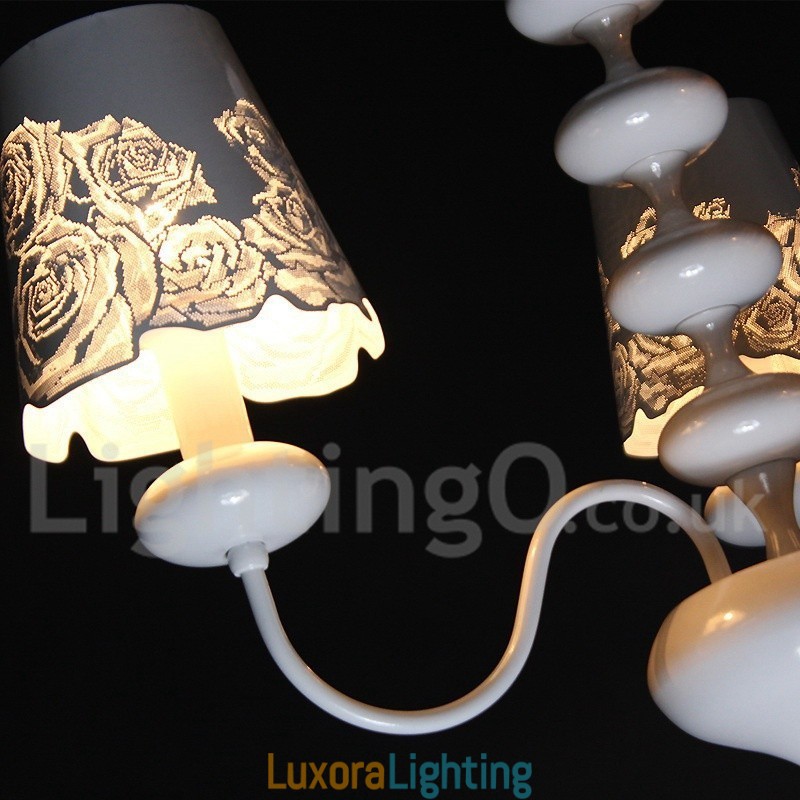 Designer Touch Decorative 3 Light Modern Contemporary Hollow White Candle Style Chandelier