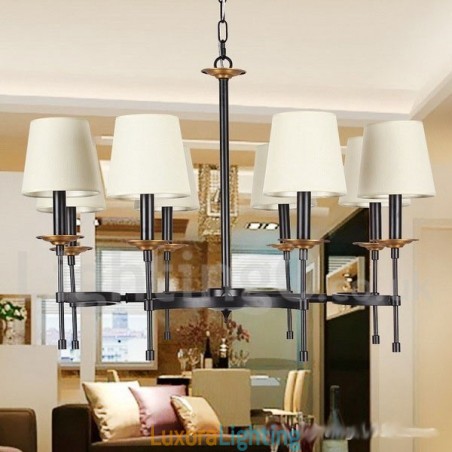 Designer Touch Decorative 8 Light Rustic Black Retro Candle Style Chandelier