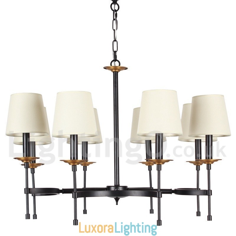 Designer Touch Decorative 8 Light Rustic Black Retro Candle Style Chandelier