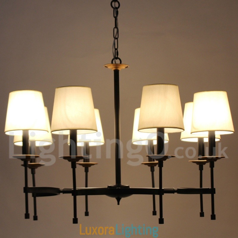 Designer Touch Decorative 8 Light Rustic Black Retro Candle Style Chandelier