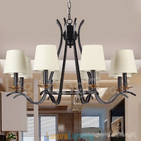 Designer Touch Decorative 8 Light Black Retro Contemporary Candle Style Chandelier
