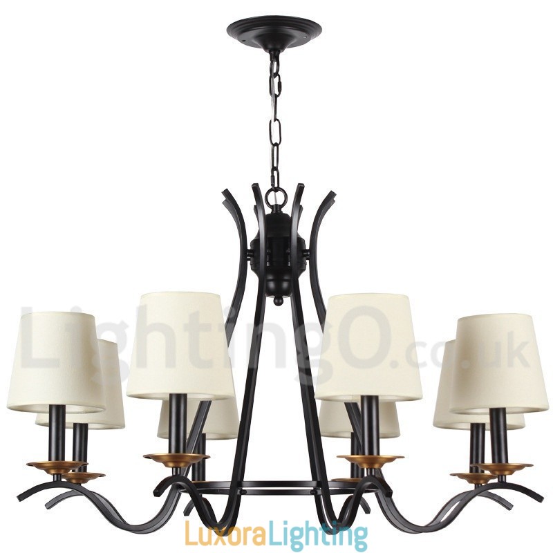 Designer Touch Decorative 8 Light Black Retro Contemporary Candle Style Chandelier