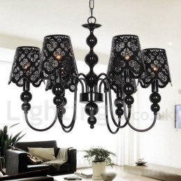 Designer Touch Decorative 6 Light Modern Contemporary Hollow Black Candle Style Chandelier