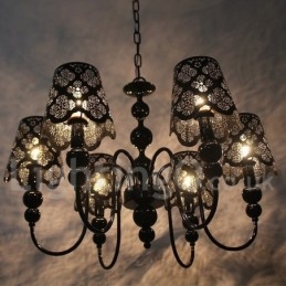 Designer Touch Decorative 6 Light Modern Contemporary Hollow Black Candle Style Chandelier