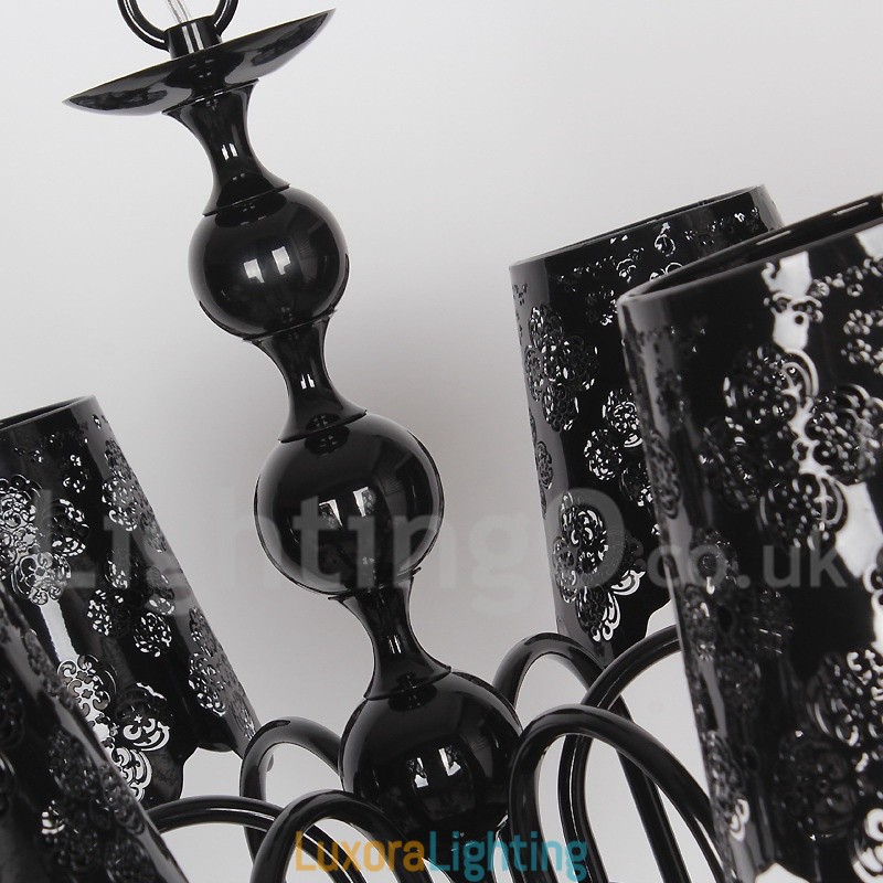 Designer Touch Decorative 6 Light Modern Contemporary Hollow Black Candle Style Chandelier