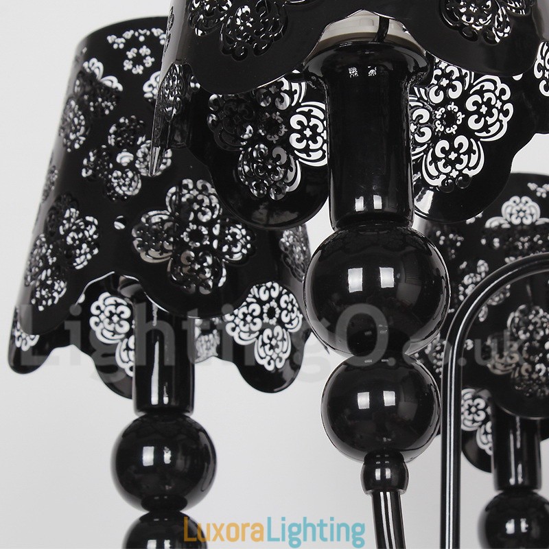 Designer Touch Decorative 6 Light Modern Contemporary Hollow Black Candle Style Chandelier