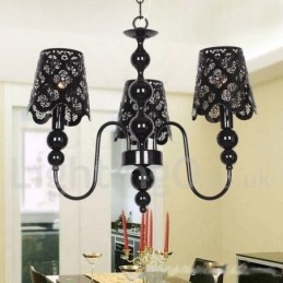 Designer Touch Decorative 3 Light Modern Contemporary Hollow Black Candle Style Chandelier
