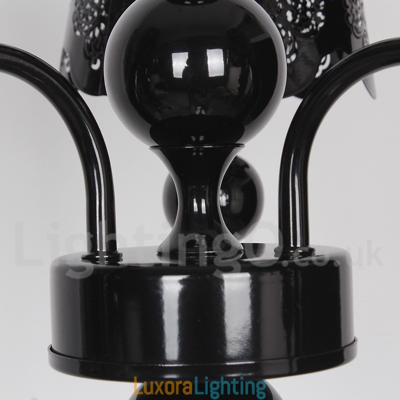 Designer Touch Decorative 3 Light Modern Contemporary Hollow Black Candle Style Chandelier
