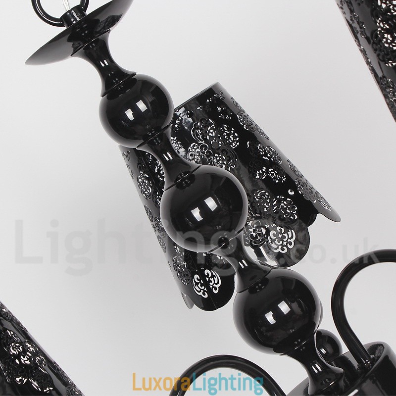 Designer Touch Decorative 3 Light Modern Contemporary Hollow Black Candle Style Chandelier