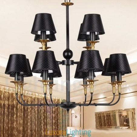 Designer Touch Decorative 12 Light Retro Rustic 2 Tier Candle Style Chandelier