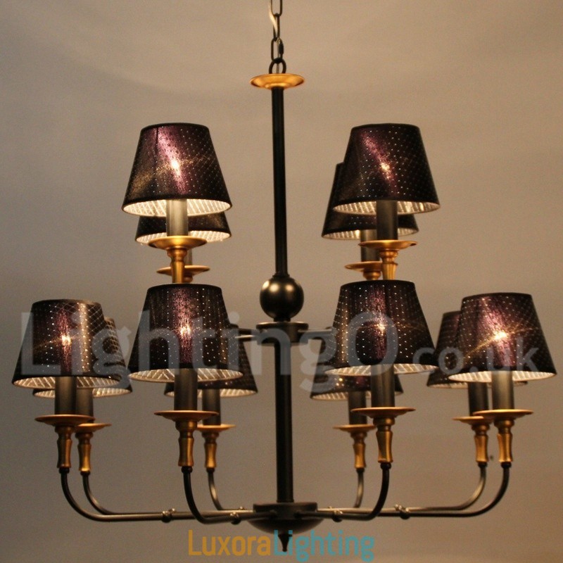 Designer Touch Decorative 12 Light Retro Rustic 2 Tier Candle Style Chandelier