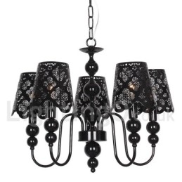 Designer Touch Decorative 5 Light Modern Contemporary Hollow Black Candle Style Chandelier