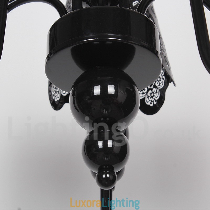 Designer Touch Decorative 5 Light Modern Contemporary Hollow Black Candle Style Chandelier
