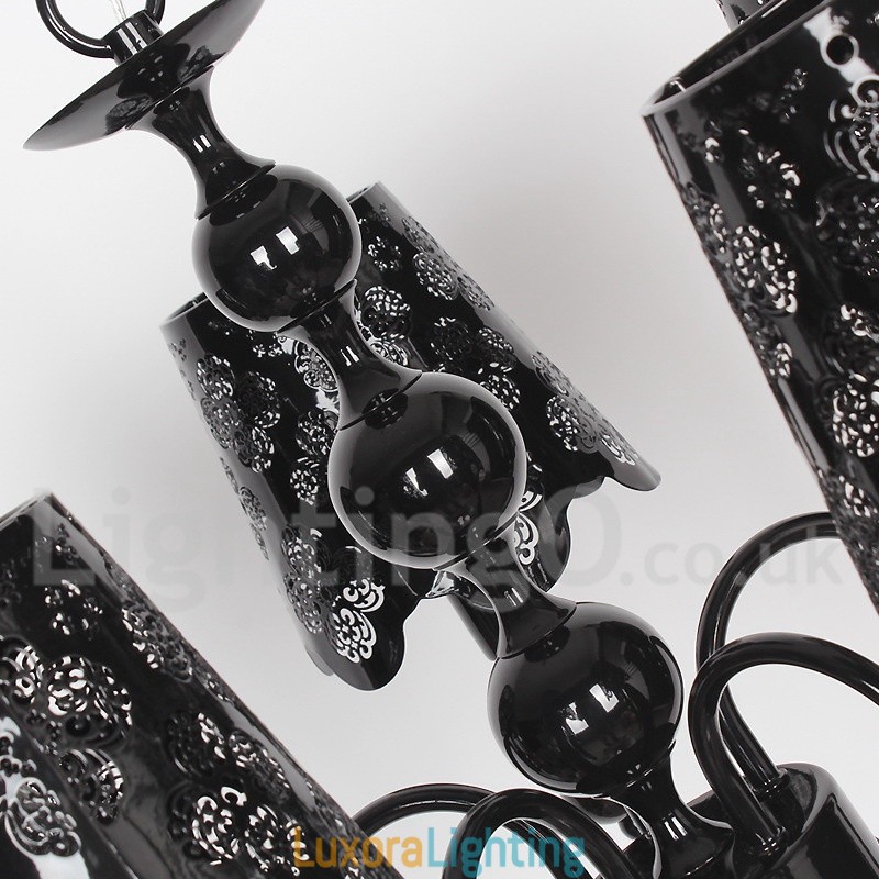 Designer Touch Decorative 5 Light Modern Contemporary Hollow Black Candle Style Chandelier