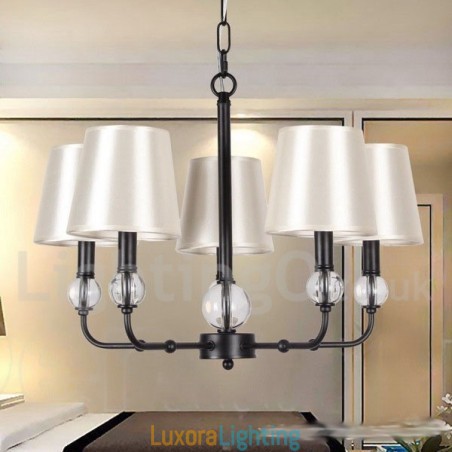 Designer Touch Decorative 5 Light Rustic Retro Black Contemporary Candle Style Chandelier