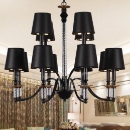 Designer Touch Decorative 12 Light Black Retro Candle Style Chandelier