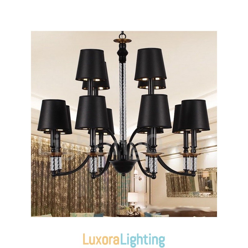 Designer Touch Decorative 12 Light Black Retro Candle Style Chandelier