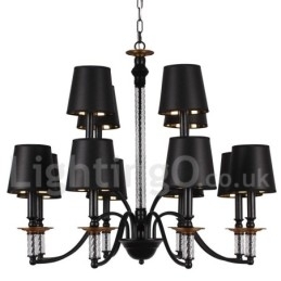 Designer Touch Decorative 12 Light Black Retro Candle Style Chandelier